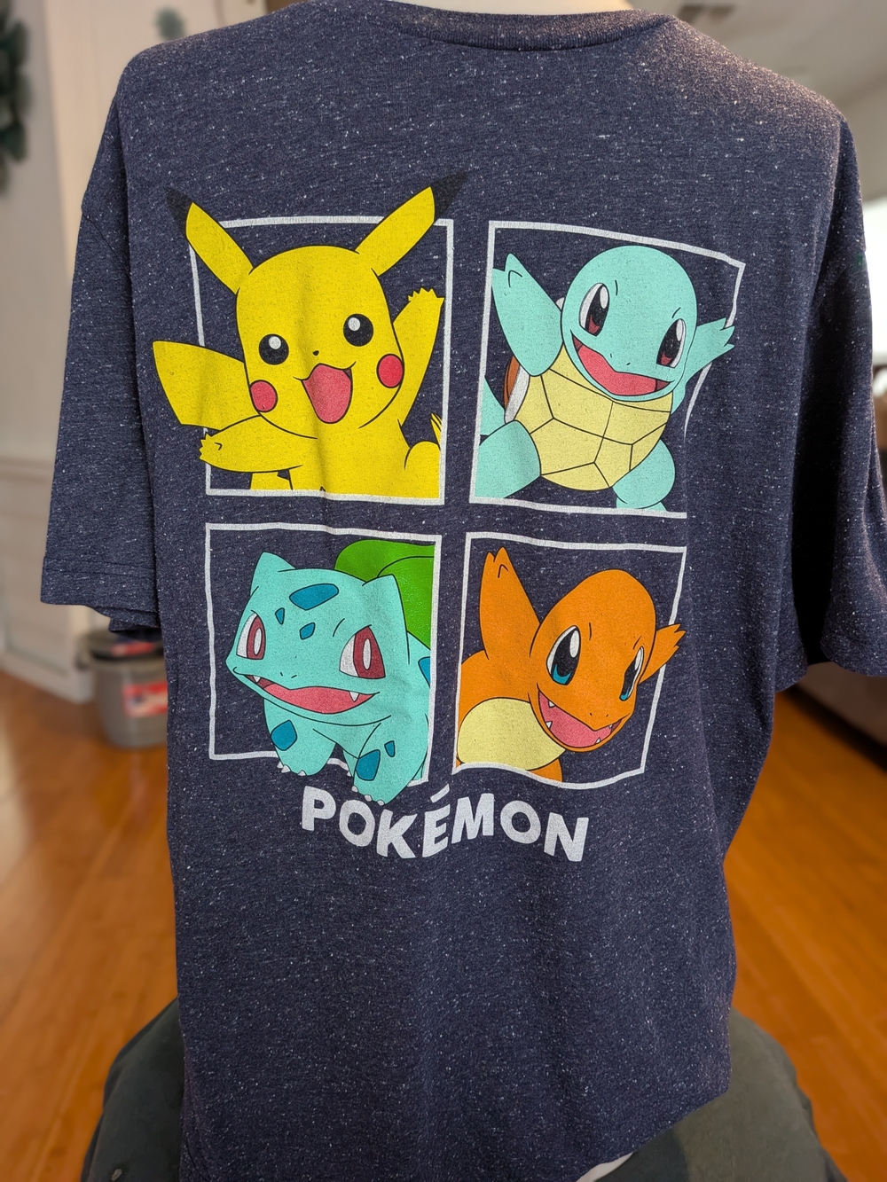 Kids' Navy Blue Graphic Tee featuring Pikachu, Squirtle, Bulbasaur & Charmander